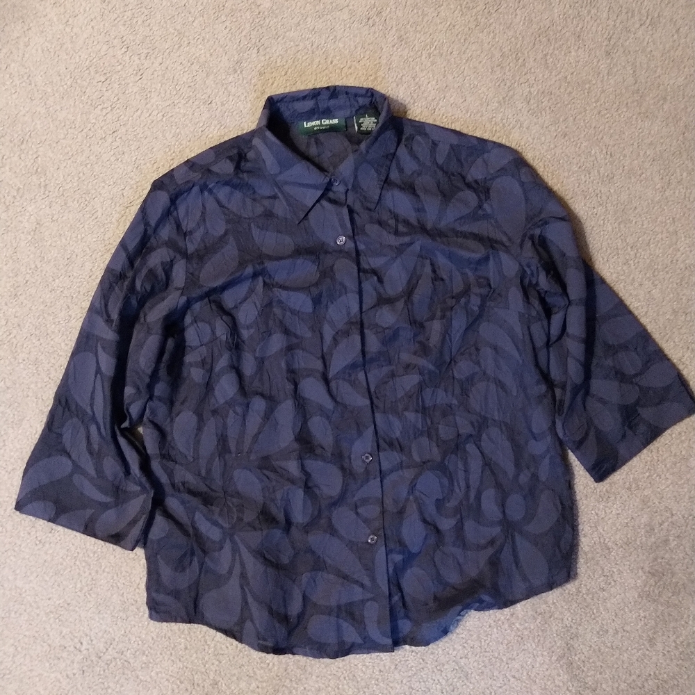 Lemon Grass Studio Large Blue Crinkled Shirt - Picture 6 of 13